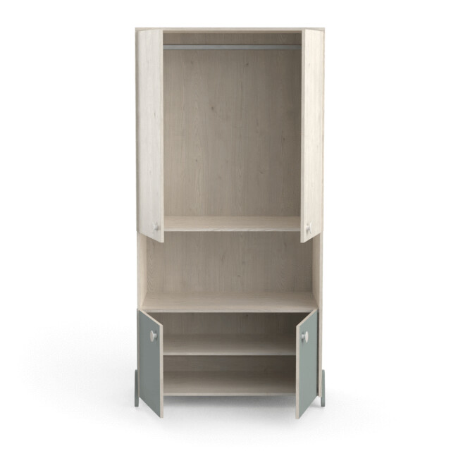 CaliCosy Scandinavische kast 4 deuren 1 nis, hout en groen decor l89 cm ilian 2931894 large