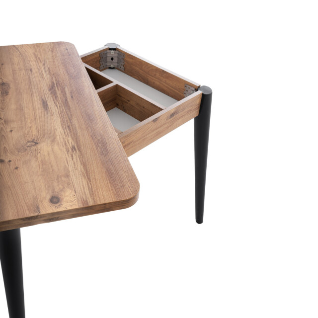 CaliCosy Uitschuifbare tafel van 100 tot 120 cm, atlantisch grenen en zwart decor - 3061547 large