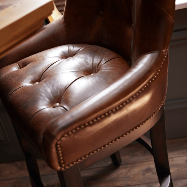 Signature Barfauteuil van hout en semi-aniline leer h121 cm 3018345 large