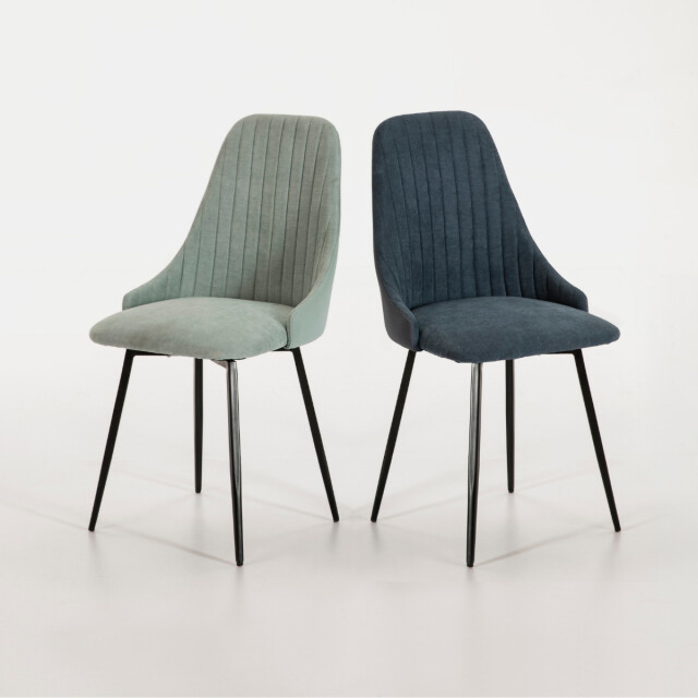CaliCosy Set van 2 draaibare stoelen in stof met zwarte metalen poten l50 cm elma 3078768 large