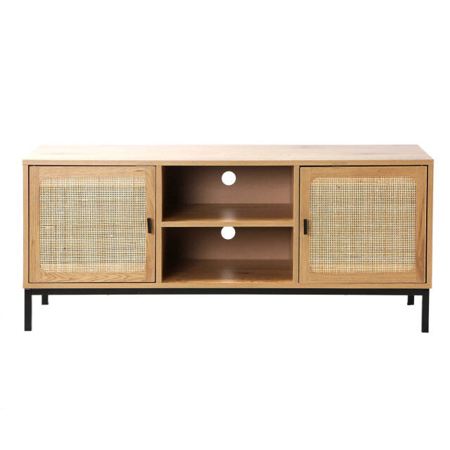CaliCosy Tv-meubel met 2 deuren, rotan baldakijn en 2 nissen l120cm 2929854 large