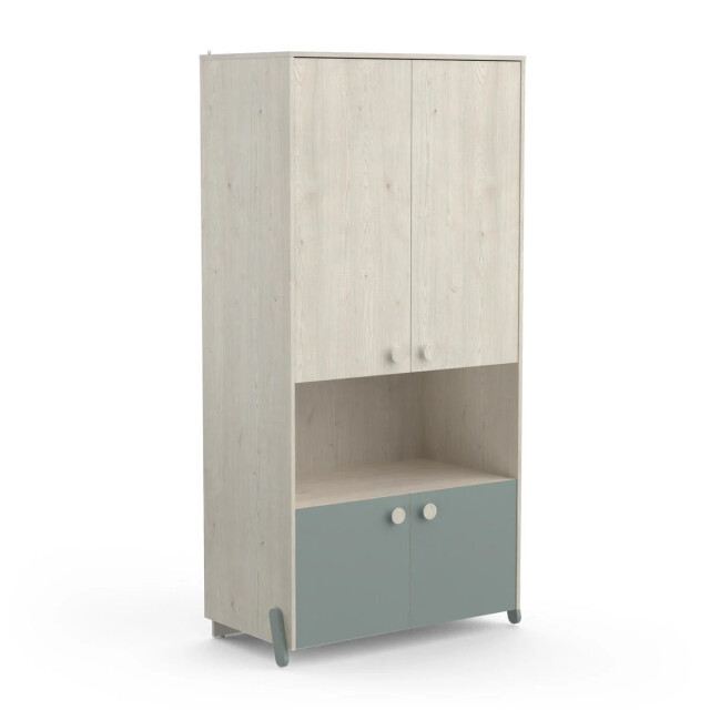 CaliCosy Scandinavische kast 4 deuren 1 nis, hout en groen decor l89 cm ilian 2931894 large