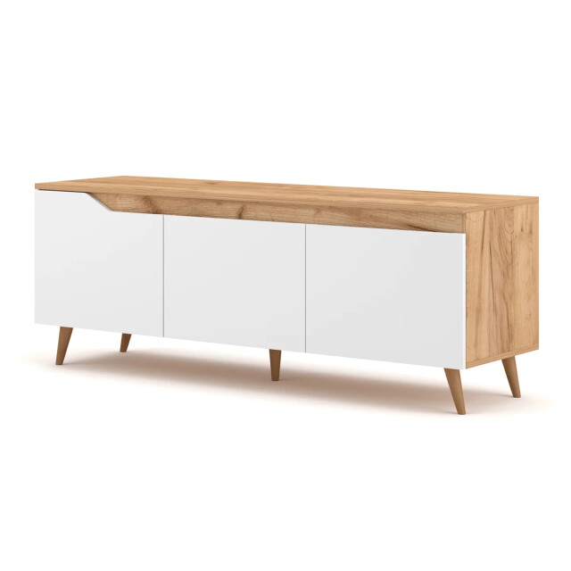 CaliCosy Tv-meubel met 3 deuren in houtkleur en witte kleur scandinavische stïjl- l140 2929954 large