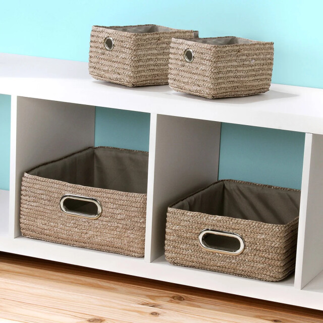 CaliCosy Taupe geweven stro lade 33x28x13cm 2928395 large