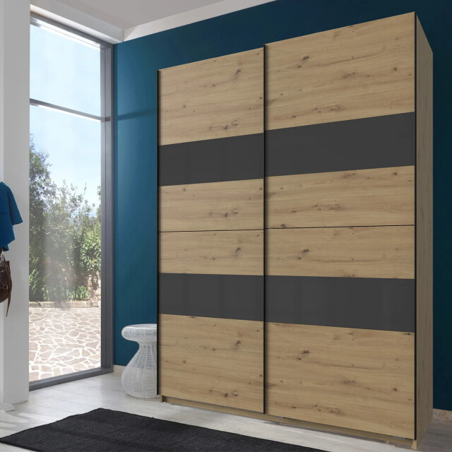 CaliCosy Kledingkast met 2 schuifdeuren en kledingstang l135 cm 2937680 large
