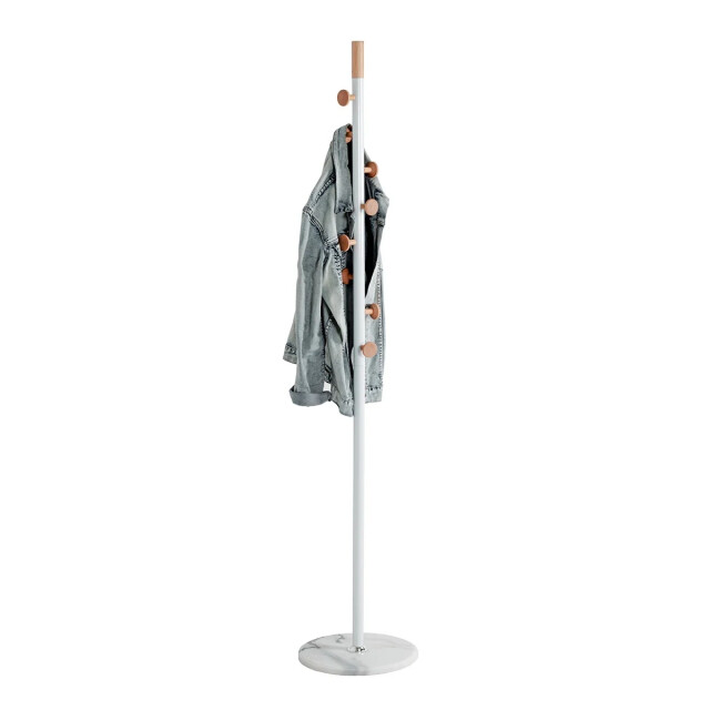 CaliCosy Kapstok van marmer, hout en wit metaal h178 cm 2951170 large