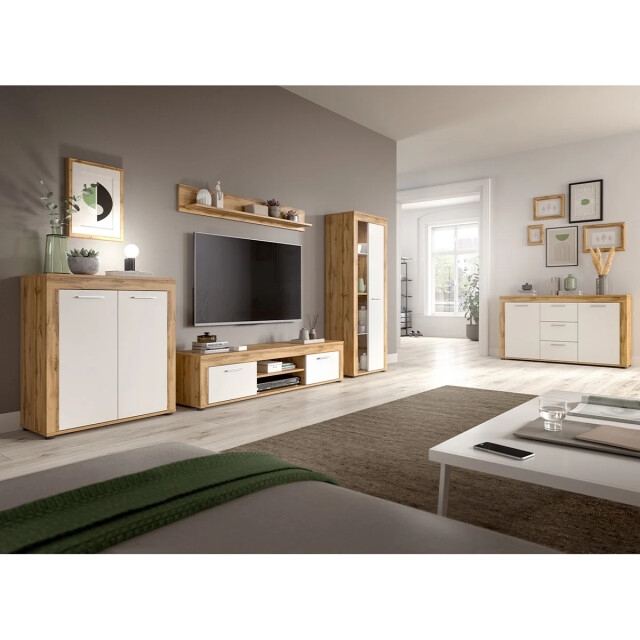 CaliCosy Eiken wit en wotan 2-deurs en 3-lades dressoir, l125 cm aosta 2951190 large