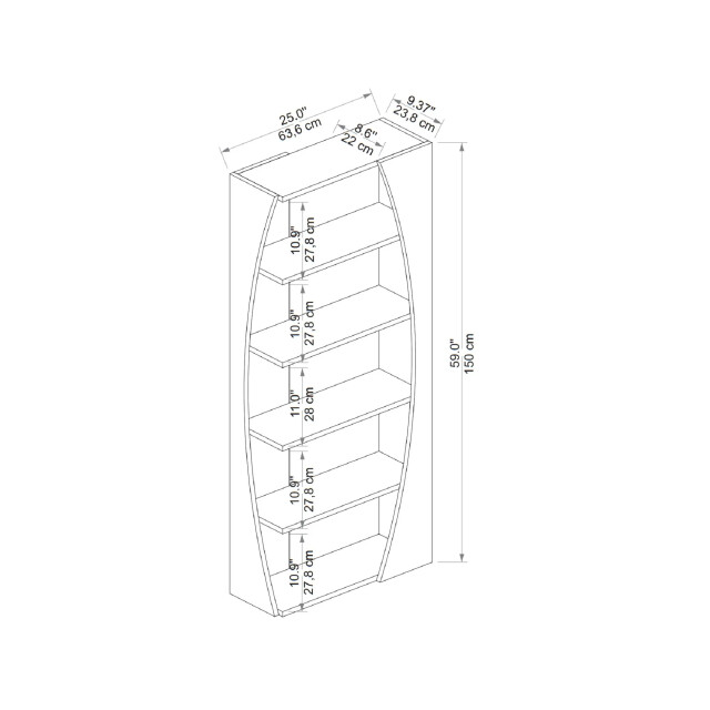 CaliCosy Etagère 5 planken witte decoratie en atlantische pijnboom h150 cm selge 2930416 large