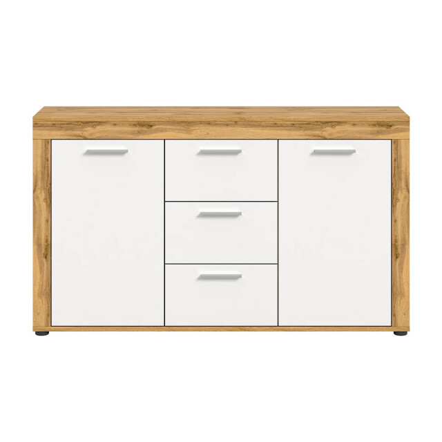 CaliCosy Eiken wit en wotan 2-deurs en 3-lades dressoir, l125 cm aosta 2951190 large