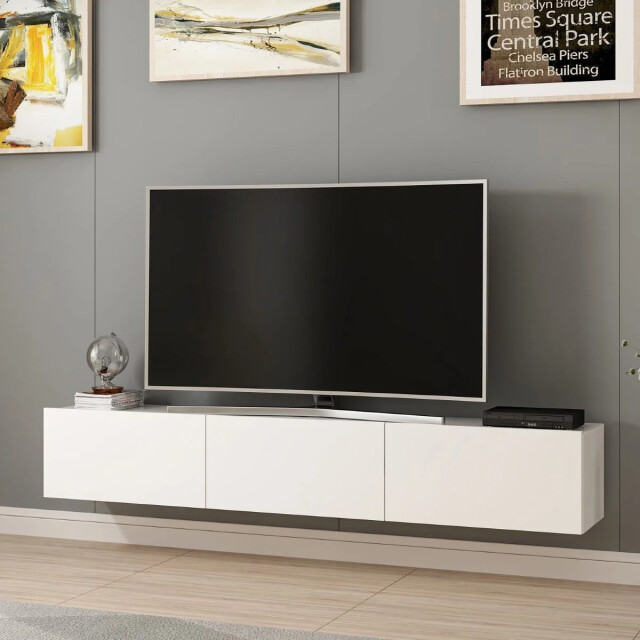 CaliCosy Hangende tv-meubel met 3 witte deuren l180 cm rigel 2931970 large
