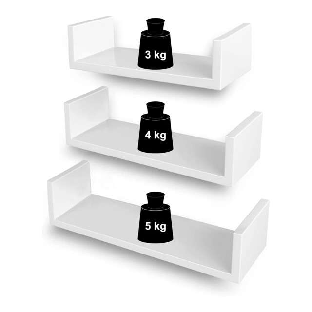 CaliCosy Set van 3 moderne wandplanken glanzend wit 2929376 large