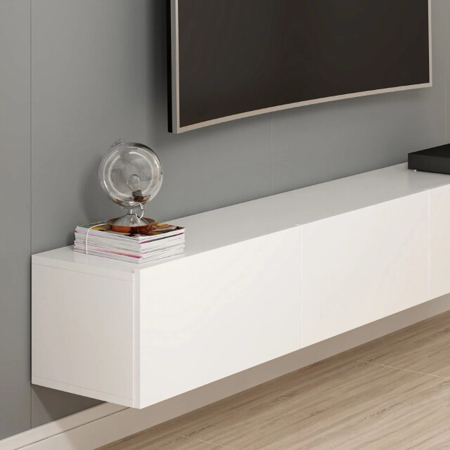 CaliCosy Hangende tv-meubel met 3 witte deuren l180 cm rigel 2931970 large