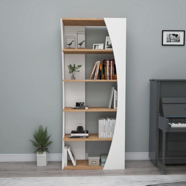 CaliCosy Etagère 5 planken witte decoratie en atlantische pijnboom h150 cm selge 2930416 large