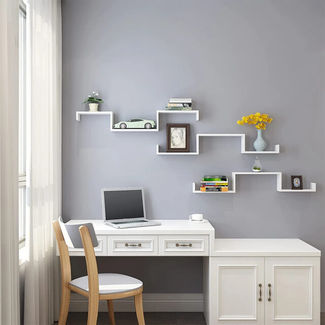 CaliCosy Set van 3 moderne wandplanken glanzend wit 2929376 large