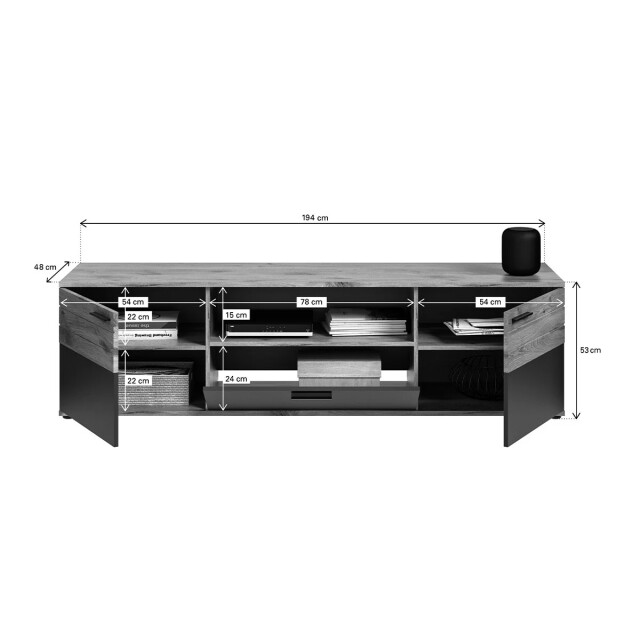 CaliCosy Tv-meubel met 2 deuren en 1 nis l194 cm mason 2951210 large
