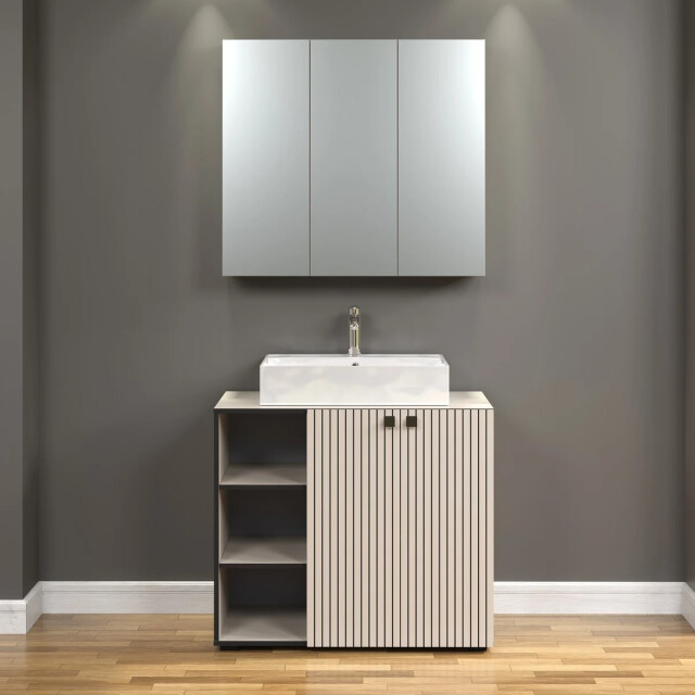 CaliCosy Badkamerkast met spiegel en 3 deuren l90 cm purebliss 3044868 large
