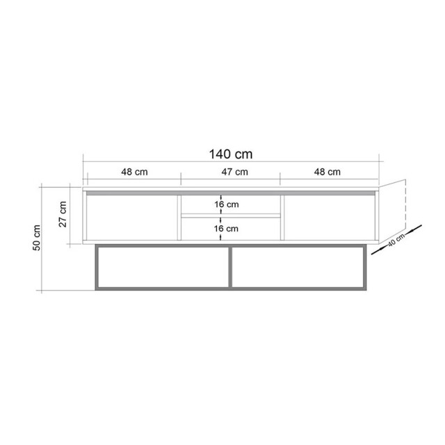 CaliCosy Tv-meubel 2 vakken en 2 laden walnoot decor l140 cm rodez 2930476 large