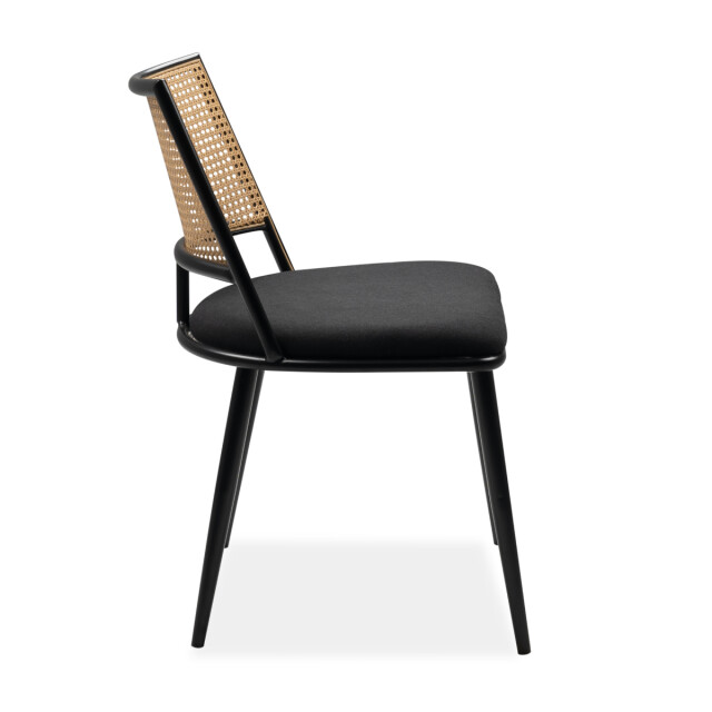 CaliCosy Set van 4 stoelen met natuurlijke vlechtwerk en zwart metalen frame l47 cm - 3011530 large