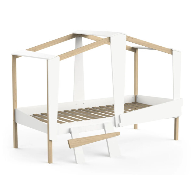 CaliCosy Lit cabane 90x200 avec tiroir blanc et décor chêne cabane 3042529 large