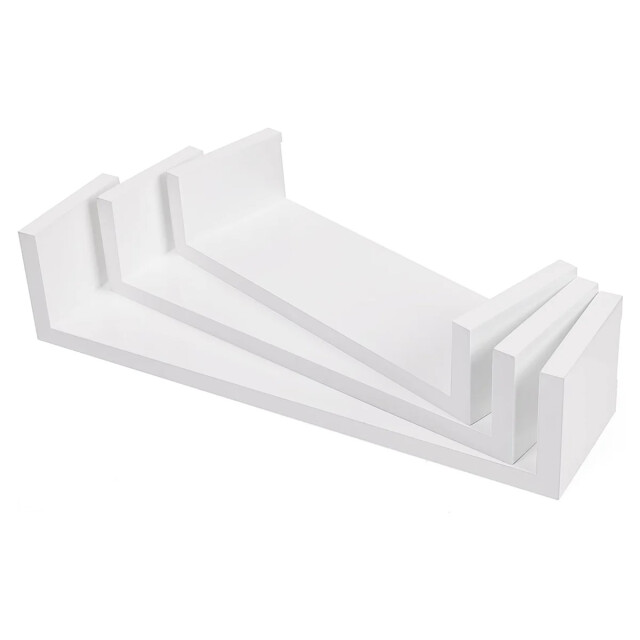 CaliCosy Set van 3 moderne wandplanken glanzend wit 2929376 large