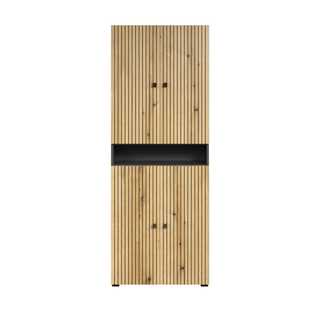 CaliCosy Dubbele geribbelde badkamerkolom met 4 deuren en 1 open vak l70 cm purebliss 3042528 large