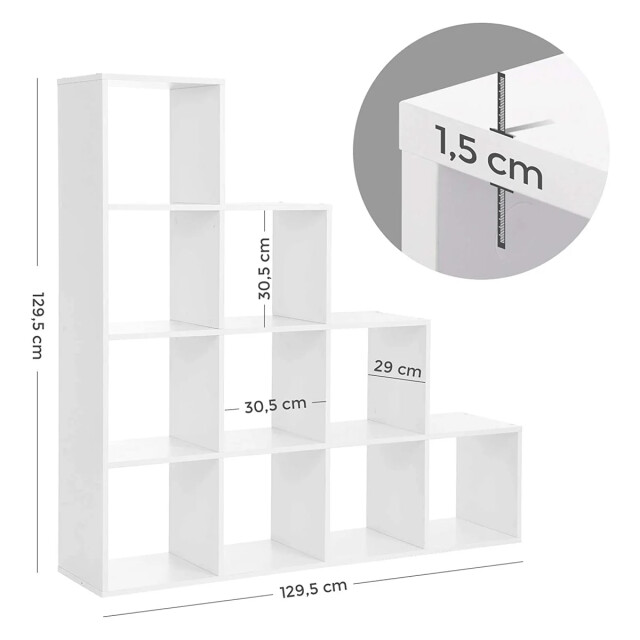 CaliCosy Boekenplank trap 10 compartimenten wit l129,5 cm 2929936 large