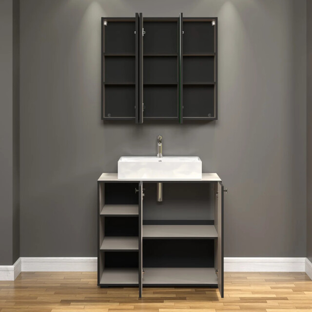 CaliCosy Badkamerkast met spiegel en 3 deuren l90 cm purebliss 3044868 large