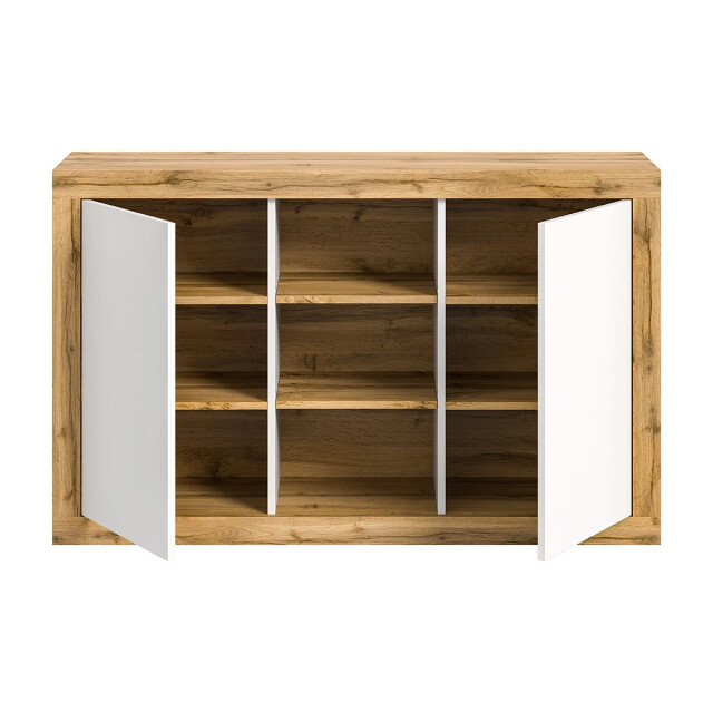 CaliCosy 2-deurs buffetkast met 3 nissen in wit en wotan eik l80 cm matrix 2951211 large