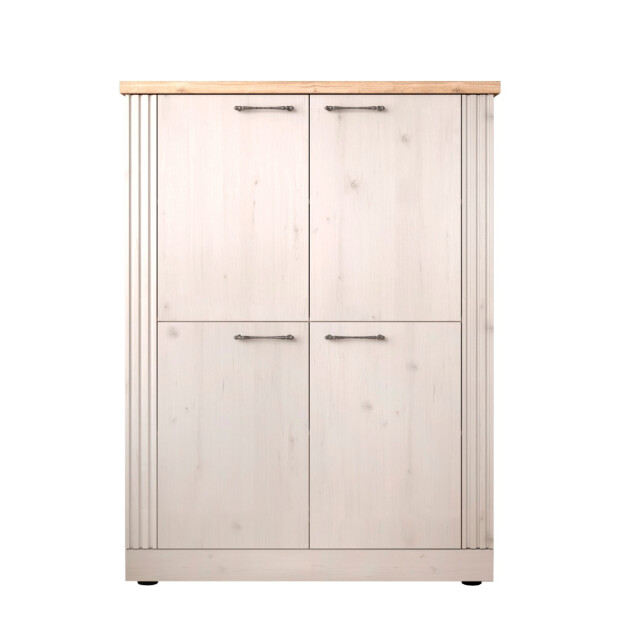 CaliCosy Hoge dressoir met 4 deuren, decor eiken cadiz en meringuewit h160 cm country 3042329 large