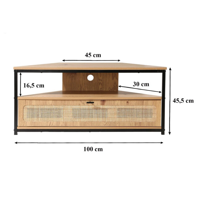 CaliCosy Hoek-tv-meubel 1 deur met rotan webbing l100 cm jaya 2978537 large