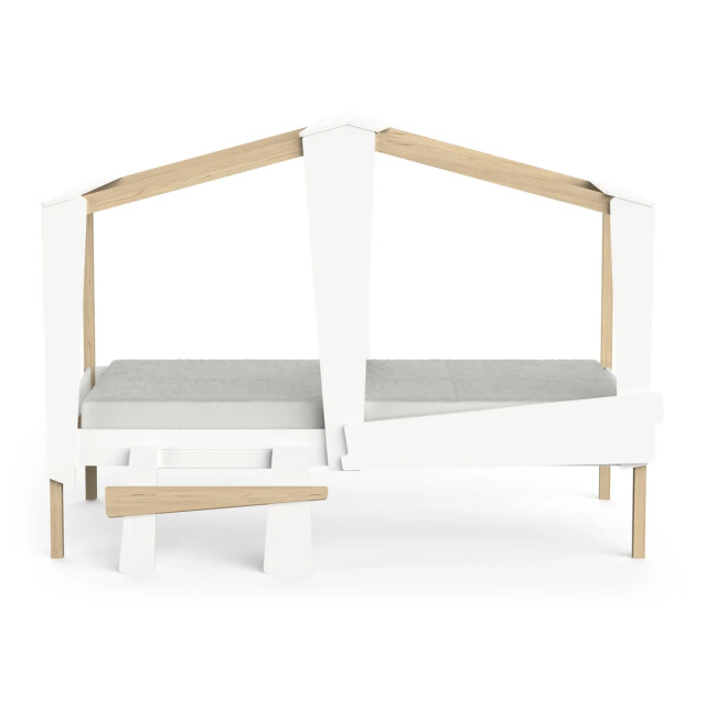 CaliCosy Lit cabane 90x200 avec tiroir blanc et décor chêne cabane 3042529 large