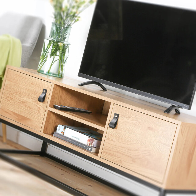 CaliCosy Tv-meubel met 2 deuren en centrale nis, eikenlook l120 cm jill 2929837 large