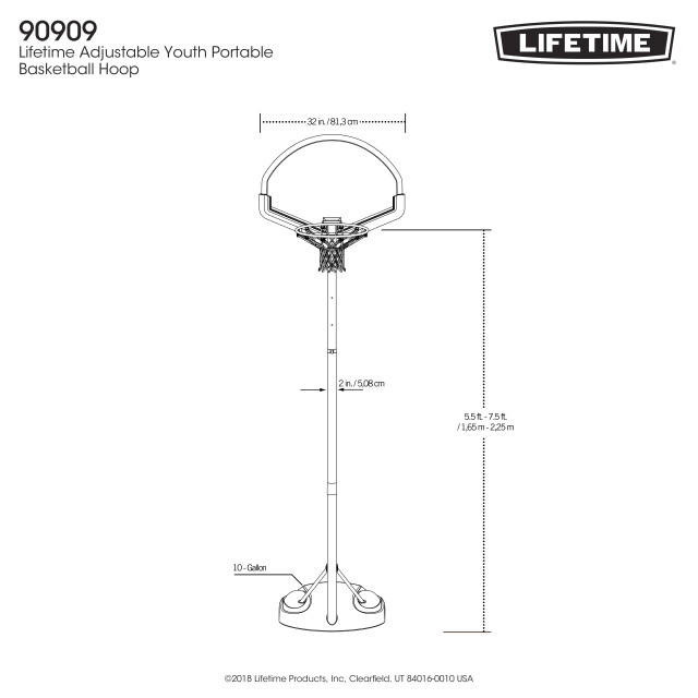 Lifetime Nebraska verstelbare basketbalkorf voor kinderen 167-228 cm 3169350 large