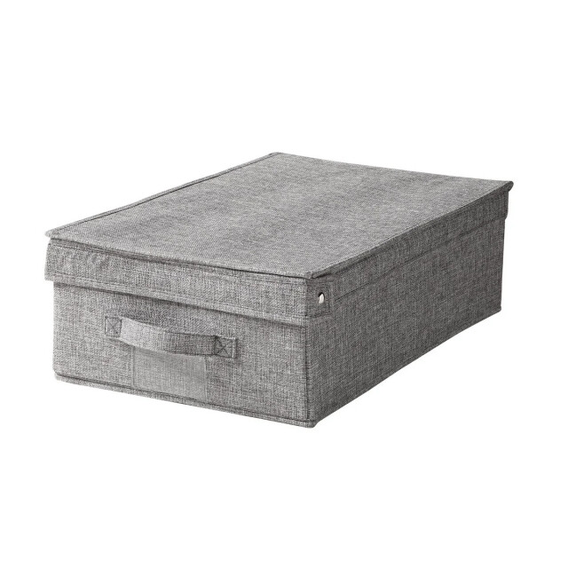 CaliCosy Opvouwbare opbergdoos met deksel van stof in linnenlook grijs l48 cm 3040130 large