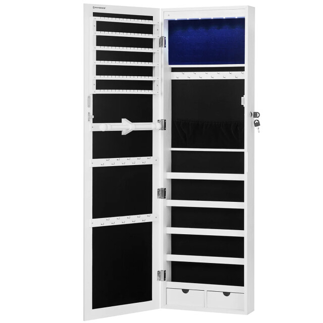 CaliCosy Afsluitbare sieradenkast voor hangende deuren met spiegel h120 cm 2930057 large