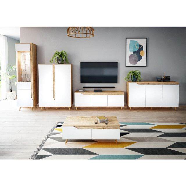 CaliCosy Scandinavische hoge buffetkast met 2 deuren l90 x h132 cm tree 2929957 large