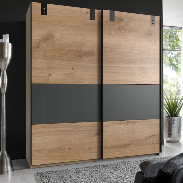 CaliCosy Kledingkast met 2 schuifdeuren en grafietkleurige inzet l135 cm 2930656 large
