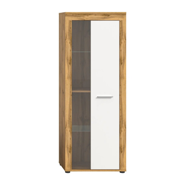 CaliCosy 1-deurs vitrinekast in wit en eiken wotan h159 cm aosta 2951191 large