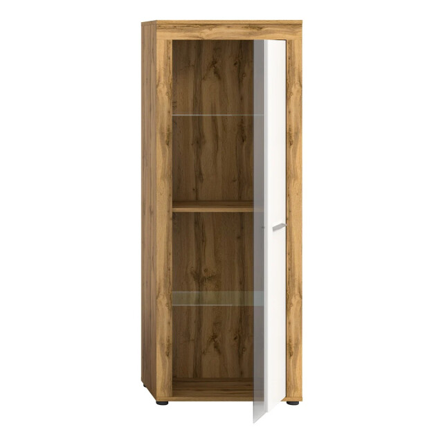 CaliCosy 1-deurs vitrinekast in wit en eiken wotan h159 cm aosta 2951191 large