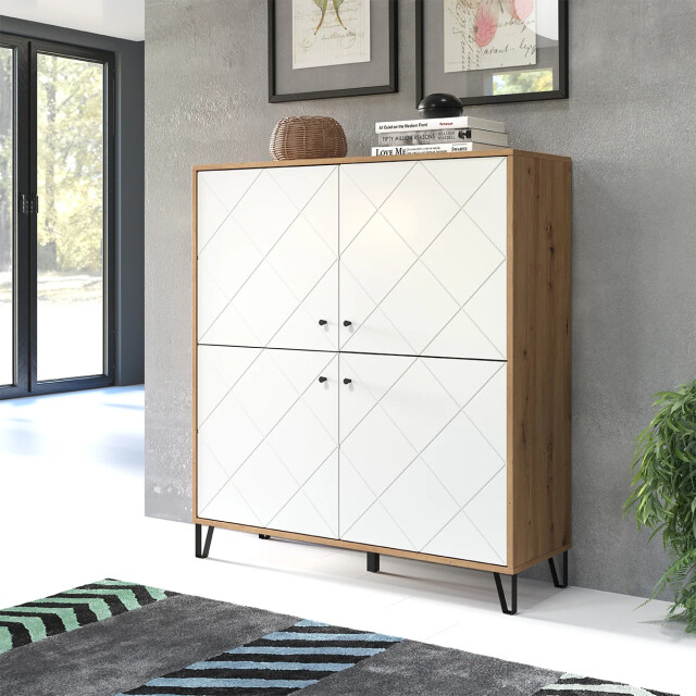 CaliCosy Buffet hoog 4 deuren mat wit l123 cm touch 2930750 large
