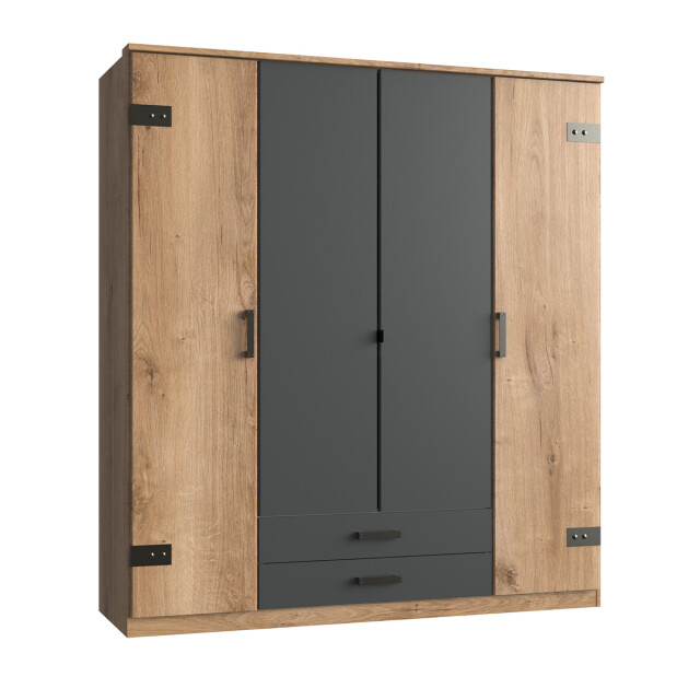 CaliCosy Kast met 4 deuren, eiken en grafietdecor l180 cm 2930629 large