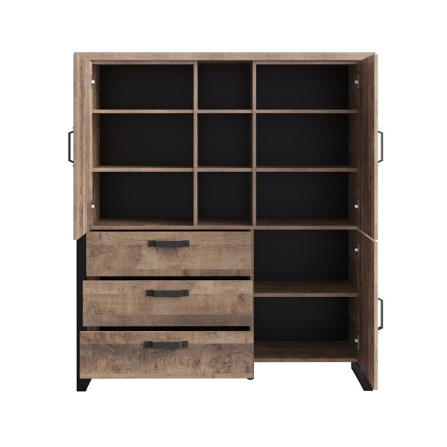 CaliCosy Groot hoog dressoir met 3 deuren, 3 lades en 3 open vakken l138 cm emile 3042321 large