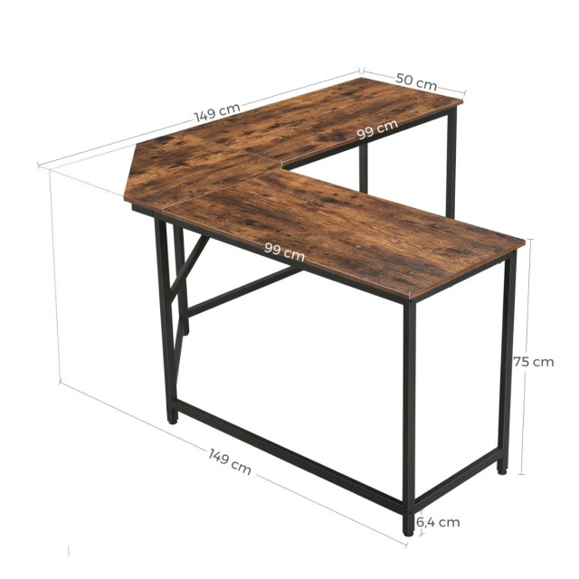 CaliCosy Hoekbureau in industriële stijl l149 x p149 cm 2930211 large