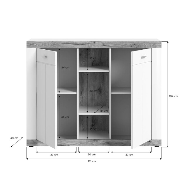 CaliCosy Hoge kast met 2 deuren en 3 nissen h131 cm laredo 2951204 large