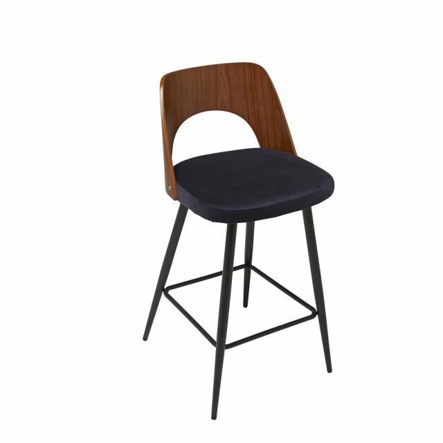 Signature Barkruk in blauw fluweel l45 cm austin 3061002 large