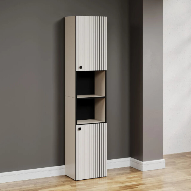 CaliCosy Geribbelde badkamerkolom met 2 deuren en 2 open vakken h186 cm purebliss 3042523 large