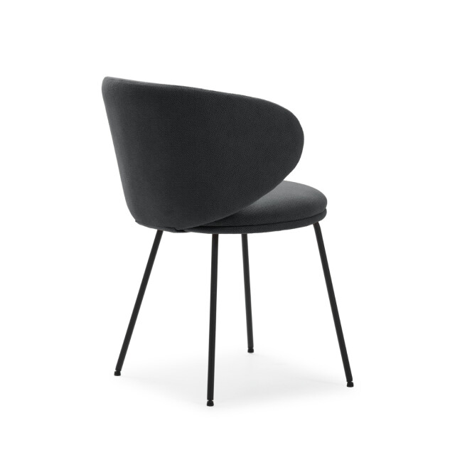 CaliCosy Set van 2 stoelen in stof met zwarte metalen poten l60 cm rush 3078762 large