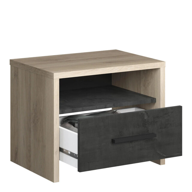 CaliCosy Nachtkastje 1 lade en 1 nis eiken en zwart decor l49,6 x h40 cm colorado 2929911 large