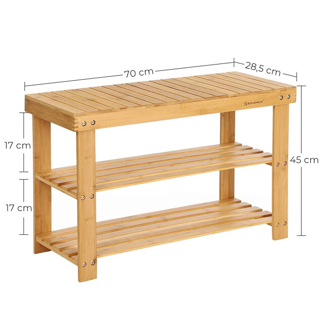 CaliCosy Schoenenbank 3 niveaus van natuurlijk bamboe l70 cm 2929389 large