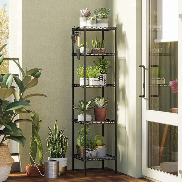 CaliCosy Metalen zwart rek met modulair opbergrooster l30 x h121 cm 2929411 large
